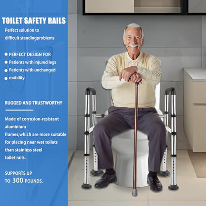 Toilet Safety Rails, Adjustable Toilet Safety Frame & Rails, Toilet Safety Rail for Elderly Adults