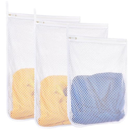 3 pcs Durable Honeycomb Mesh Laundry Bags for Delicates 16" x 19" (2 Large) 12" x 15" (1 Medium) - size: 2 Large X 1 Medium