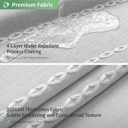 eachope No Hook Extra Long Shower Curtain Set with Snap-in Liner,Linen Textured Thick Striped Fabric with Tassels,Boho Chic Modern Farmhouse Bathroom Curtain,Water-Repellent,Grey/Gray,71x86 | 230GSM Thick Fabric,Hotel Luxury Decor,Mesh Top Window,Magnetic