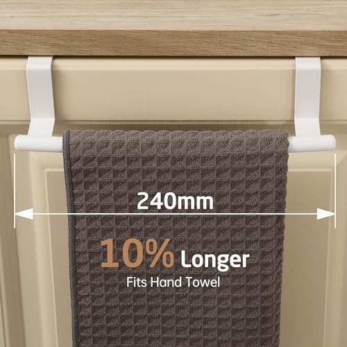 KES Over Cabinet Door Towel Bar Fit 1" Thick, Kitchen Towel Holder, White | Anti-Wobble Stable Fit, Scratchproof, Kitchen Towel Rack for Dish Hand Towels, Cabinet Towel Holder, 2 Pack, KTH500S26-WH-P2 - color: White