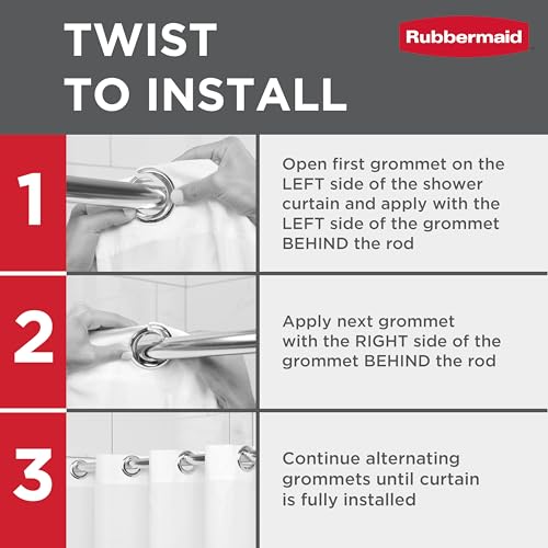 Rubbermaid Frosty No Hook 3-in-1 Shower Curtain, Waterproof Heavyweight 8g PEVA Instacurtain for Bathroom with Weighted Magnets and Charcoal Gray Built-in Rustproof Rings, 71” x 74”, Frosty - color: Frosty, size: 71"W x 74"L (Pack of 1), style: Without St
