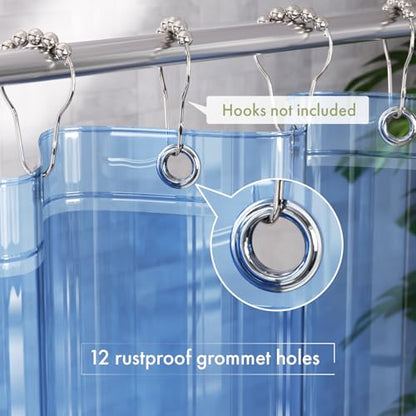 AmazerBath Shower Curtain Liner, 72x72 Transparent Blue Shower Liner, Lightweight Plastic Shower Curtain Liners, Cute Waterproof Shower Liner for Bathroom with 3 Magnets and 12 Grommet Holes - color: Clear Atlantic, size: 72"W x 72"L (Pack of 1)