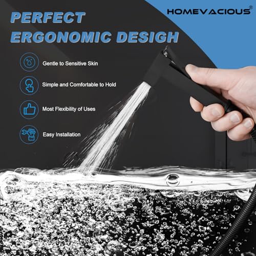 Homevacious Bidet Sprayer for Toilet Adjustable Water Pressure Square Brass | Bidet Attachment Set for Feminine Pets and Baby Diaper Washing Matte Black - color: Matte Black