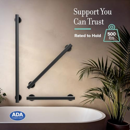 Gatco 672MX Nouveau 24" L Grab Bar, Matte Black/ADA Compliant Stainless Steel Safety Grab Bar for Bathroom - color: Matte Black, size: 24 Inch