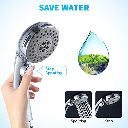 High Pressure Shower Head with Handheld Spray 6 Settings Chrome | Hand Held Shower head with On Off Switch, Spa Spray Mode, 60inches Hose - color: Chrome, style: Modern