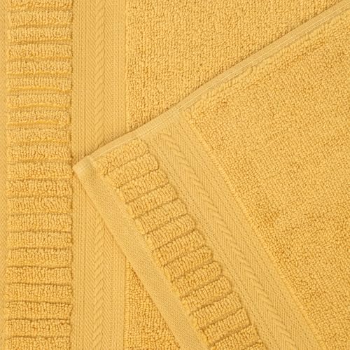 Superior Venice Zero Twist Cotton Medium Weight Bath Sheets, for Guest Bath, Bathroom, Shower, Spa, Plush Towels, Essentials, Ribbed Textured Border, Oversized Towels, Set of 2, Gold