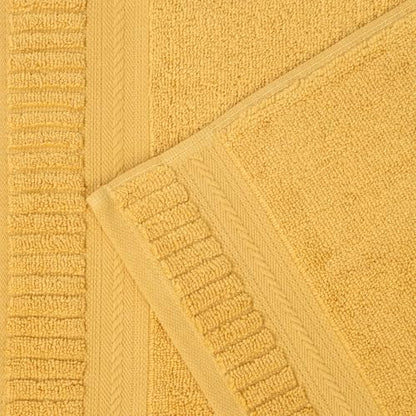 Superior Venice Zero Twist Cotton Medium Weight Bath Sheets, for Guest Bath, Bathroom, Shower, Spa, Plush Towels, Essentials, Ribbed Textured Border, Oversized Towels, Set of 2, Gold