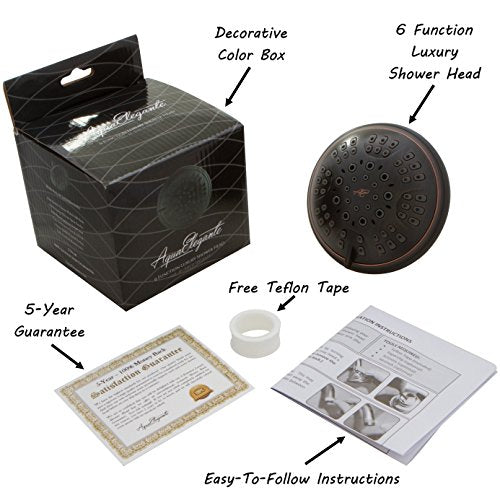 6 Function Luxury Shower Head - 2.5 GPM - Oil-Rubbed Bronze | High Pressure Boosting, Adjustable, Wall Mount, Bathroom Showerhead With Anti-Clog Nozzles, Best For Low Flow Showers - color: Oil Rubbed Bronze, size: 2.5 GPM