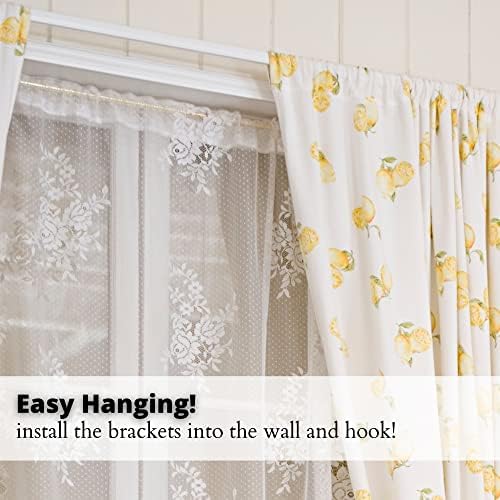 Yafa Home Fashion Heavy Duty Single Standard Adjustable Curtain Rod Hardware Included - color: White, size: 16” - 28”