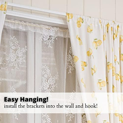 Yafa Home Fashion Heavy Duty Single Standard Adjustable Curtain Rod Hardware Included - color: White, size: 16” - 28”