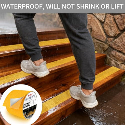 Heavy Duty Aluminum Foil Anti-Slip Tape 4" x30FT Yellow - Industrial Safety Grip for Warehouse Stairs, Pool Decks & High-Traffic Walkways - Waterproof Traction Tape - color: Yellow, size: 4 IN