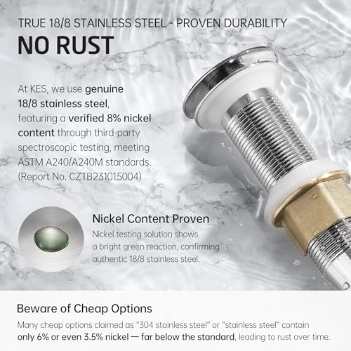 KES Bathroom Sink Drain with Strainer Basket Hair Catcher Anti Clog Pop Up Drain Stopper Vanity Vessel Sink Without Overflow, Polished Chrome S2013D-CH - color: Polished Chrome, style: for NO overflow sink,1-pack