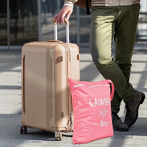 2 Pcs Large Travel Laundry Bag - Waterproof Wet Dry Washable for Dirty Clothes, Bathing Suit, Workout, Gym, Swimming, Yoga (Pink+Grey) - color: Pink+Grey