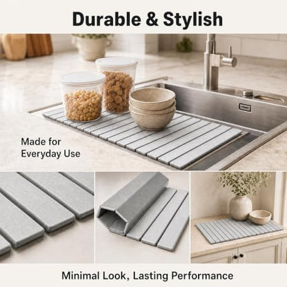 Diatomaceous Earth Bath Mat, Foldable Stone Bath Mat, 23.6 x 15.5 Inch Absorbent, Quick Drying, Diatomaceous Earth Stone Mats for Bathroom, Easy Store, Easy Clean - color: Light Gray 1pck