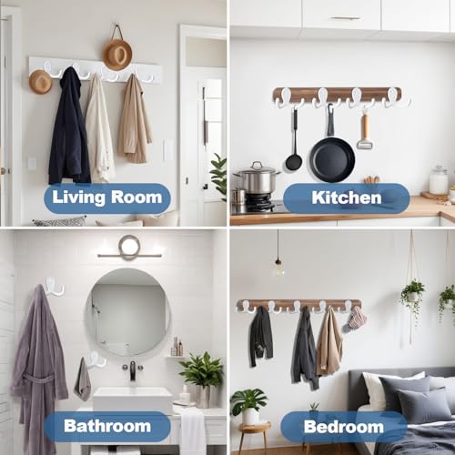 CBWLWJ 10 Pack Coat Hooks Wall Hooks for Hanging, Heavy Duty Double Prong Metal Hook Wall Mounted for Living Room, Bathroom, Kitchen, Bedroom for Coat, Bag, Scarf, Towel, Hat, Key, Cup (White) - color: White-10pack