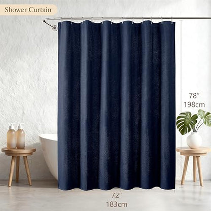 Aiyufeng Navy Blue Shower Curtains for Bathroom，Dot Like Embossed Textured Waterproof Fabric Shower Curtain，Hotel Luxury Quality & Soft Cloth，Machine Washable，72Wx78L - color: Navy Blue, size: 72"W x 78"L (Pack of 1)