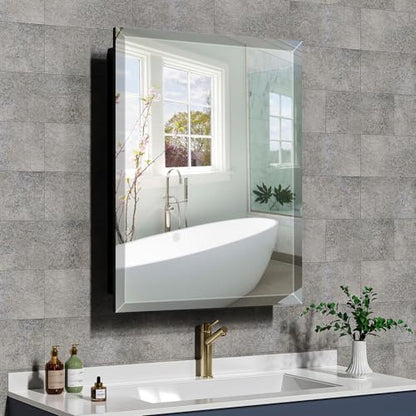 20X26 Inches Medicine Cabinet, Wall Mounted Bathroom Cabinet wirh Beveled Mirror, Recessed or Surface Medicine Cabinet with Storage - size: 20X26 IN