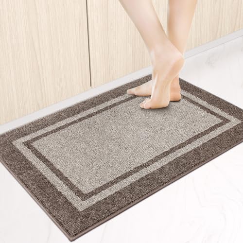 anllugs Kitchen Rugs 24" x 36", Non-Slip Machine Washable Kitchen Runner Rugs Floor Mats, Absorbent Comfort Standing Mats for Kitchen, Sink, Laundry and Hallway, Beige & Grayish Brown - color: Beige & Grayish Brown, size: 24" X 36"