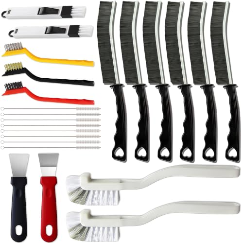 23Pcs Crevice Cleaning Brush Set, Hard Bristle Scrub Brushes Tools for Gaps | Deep Cleaning Window Groove Cleaning Brush, Grout Brush for Tile Lines, Sliding Door, Sill, Shutter, Bottle, Corner, Sink