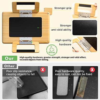 Smatdecis Couch Arm Tray Table Sofa Arm Clip, Armrest Tray Table Suitable for Home Drinks/Fast Food/Fruit Etc, Large Size Multi-Function Natural(360° Rotating Stand B) - color: Natural, size: 13" x 9.4"(360°B)