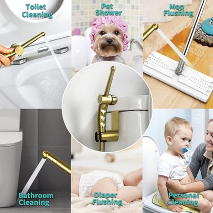BARROCK Bidet Sprayer for Existing Toilet, Advanced Handheld Ergonomic Jet Spray Set with Precision Water Pressure Control for Muslim Shower/Feminine Hygiene/Pet Cleaning, Brushed Gold - color: Brushed Gold