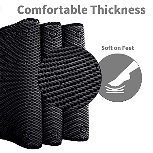 Shower and Bath Mat,Non-Slip Machine Washable and Extra Large Bathtub Mats with Drain Holes and Suction Cups Soft Foam Tub Mats-36” X 17”,Black - color: Black