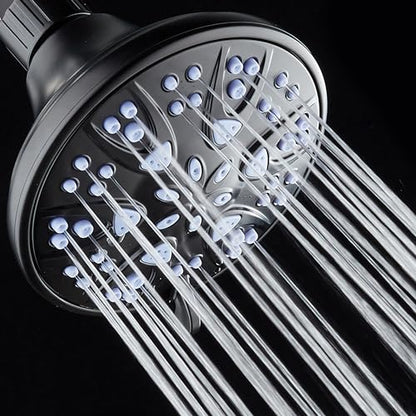 AquaDance Antimicrobial – Anti-Clog High-Pressure 6-Setting Shower Head with Microban Nozzle Protection from Growth of Mold, Mildew & Bacteria for Stronger Shower! 4" Sunset Blue - color: Matte Black / Sunset Blue Jets, style: 2.5 Gallons Per Minute