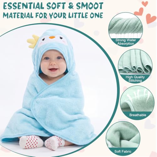 Tegeme 24 Pcs Large Hooded Baby Towel with Washcloths,Soft Animals | Ultra Absorbent, Toddler, 6 Bath Towel, 18 Washcloths 10inch, Coral Fleece, Newborn, Infant, Boy, Girl, Baby Shower, Birthday - style: Soft Animals