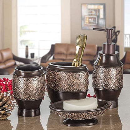 Creative Scents Dublin Brown Toothbrush Holders for Bathrooms Set of 2 - Bathroom Toothbrush Holder Set - Electric Tooth Brush and Toothpaste Organizer - Brown Bathroom Accessories Set Decor - style: Toothbrush Holder Set