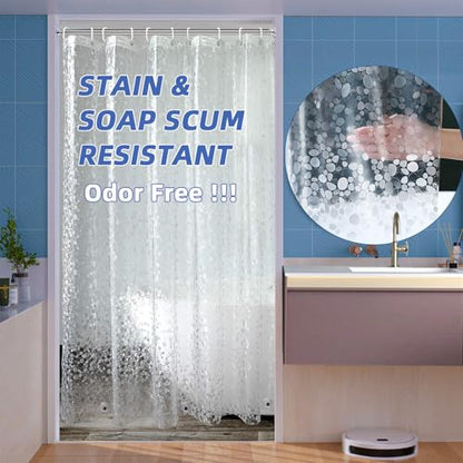 36x72 Shower Curtain Liner, EVA Vinyl Small Narrow Shower Curtain Liner with 2 Weighted Magnets and rustproof Metal Grommets for Bathroom,Non-Toxic Waterproof No Smell Shower Liner - color: Clear Pebble 8g, size: 36"W x 72"L (Pack of 1)