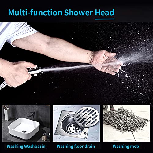 RV & Camper High Pressure Handheld Shower Head with Pause Button | 3 Spray Modes with ON/OFF Switch, Detachable Dog Shower Attachment, Drill-Free Pet Shower Wand with Bracket & Hose, Chrome - color: Chrome
