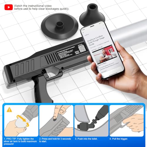 ‌Electric Toilet Plunger for Bathroom, High-Pressure Air Plunger, Heavy-Duty Clog Remover for Toilets, Toilet Drain Unclogger (Ink Black) | High-pressure air plunger for bathrooms. Powerful toilet drain unclogger. - color: Ink Black