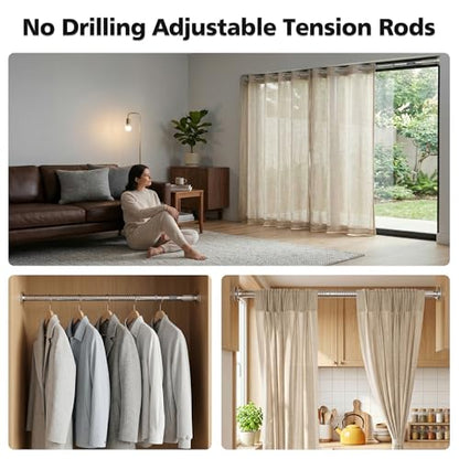 Tension Curtain Rod, Stainless Steel Shower Rods for Bathroom | 43-86 Inch, No Drill, Rustproof, Adjustable, Brushed Nickel, Bathroom & Closet - color: Brushed Nickel, size: 43-86 Inch
