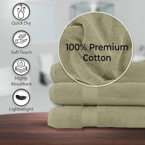 KAHAF COLLECTION 100% Cotton Bath Towels, 24x48 Pack of 6 Towels, Quick Dry, Highly Absorbent, Soft Feel Towel, Gym, Spa, Bathroom, Shower, Pool, Luxury Soft Towels (Olive Green, 24x48-6 Pack) - color: Olive Green, size: 24x48 - 6 PACK