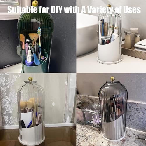 Concealed Toothbrush Holder, Rotating Bathroom Organizer Countertop | Toothbrush and Toothpaste Holders with Cover, Waterproof and Dustproof, 360° Rotating Base, for Bathroom Countertop - color: 1pcs White