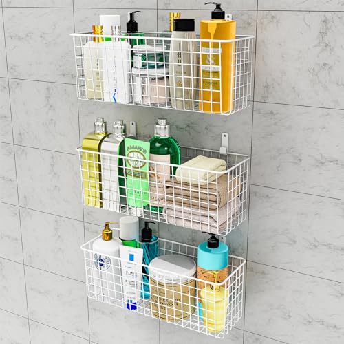 Joben Oligey 3 Set [Extra Large] Hanging Wall Wire Baskets, Farmhouse Food Storage Kitchen Pantry Laundry Closet Garage RV, White - size: White - Extra Large
