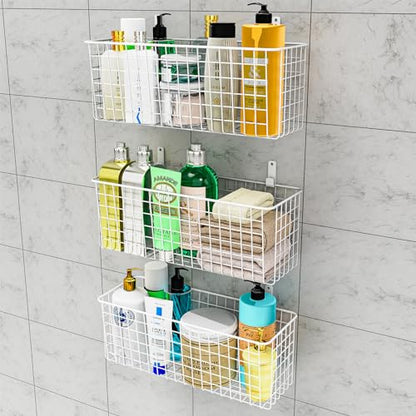 Joben Oligey 3 Set [Extra Large] Hanging Wall Wire Baskets, Farmhouse Food Storage Kitchen Pantry Laundry Closet Garage RV, White - size: White - Extra Large