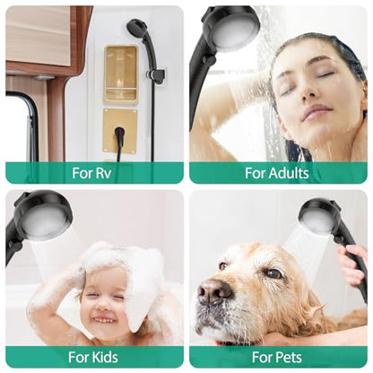 High Pressure Shower Head with Handheld, Oil-Rubbed Bronze | On Off Shower for RV, Water Saving Shower Head with Stop Button and 3 Modes, Detachable RV Shower Head with Hose and Bracket - color: Oil Rubbed Bronze
