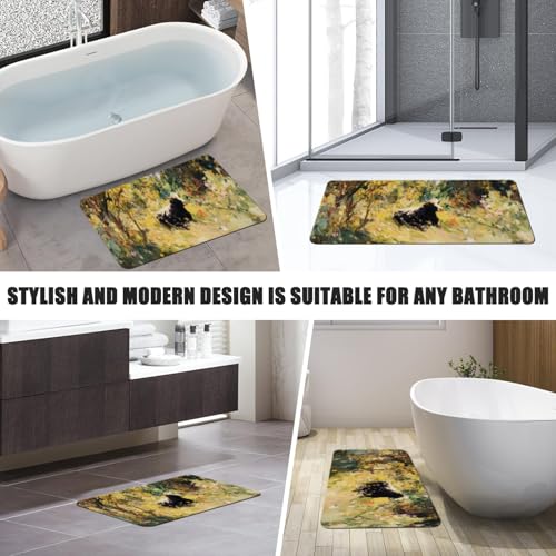 Bathroom Runner Mat Rugs Long,Cow On A Summer Pasture Style Diatomite Stone Bath Mat Large Absorbent Diatomaceous Earth Mat Non Slip Fast Dry Shower Mat Bathroom Rugs Floor Mat 16x42in - color: Design12