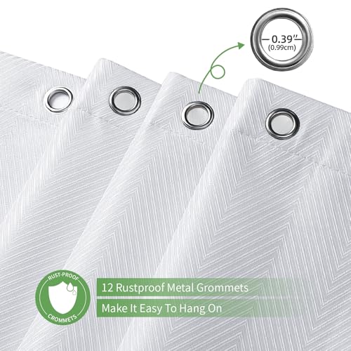 eachope Waterproof Fabric Shower Curtain,No Liner Needed,TPU Laminated Polyester Shower Curtain,Chevron Striped with Weighted Magnets and Metal Grommets,72 x 72 Inch,White - color: White-a, size: 72"W x 72"L (Pack of 1)