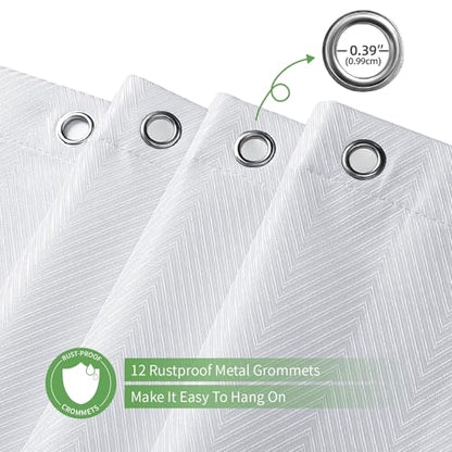 eachope Waterproof Fabric Shower Curtain,No Liner Needed,TPU Laminated Polyester Shower Curtain,Chevron Striped with Weighted Magnets and Metal Grommets,72 x 72 Inch,White - color: White-a, size: 72"W x 72"L (Pack of 1)