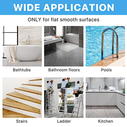 Supkiir Bathtub Non Slip Stickers, 24 PCS Anti Slip Adhesive Shower Treads with Scraper for Bath, Tub, Shower, Pool, Stairs, Ladders, Kitchen, 15’’(Black) - color: Black