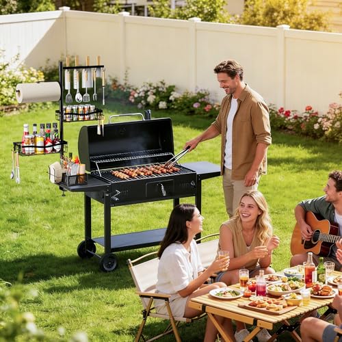 DAOYA Griddle Caddy Organizer for Blackstone Grill Caddy for Outdoor Grill | Adjustable Seasoning Holder, Plate Storage Rack, Windproof Paper Towel Holder, BBQ Tool Rack, Storage Bag, for Husband & Dad