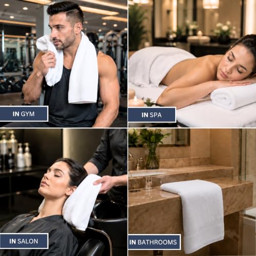 Bulk 18-Pack Bath Towels, 24x48, Commercial-Grade Spa Towel, White | Medium-Weight 100% Ring-Spun Cotton Bath Towels, Soft, Absorbent & Quick-Drying - color: White, size: 24" x 48" - 18 Pack