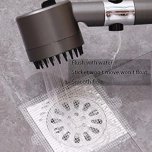 PRIMSOPH 4 Inch 30pcs Disposable Shower Drain Hair Catcher Mesh Stickers Floor Drain Sticker Disposable Drain Filter Hair Trap Sticker