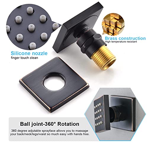 Enga Rainfall Shower System with 6 Body Jets 12" Ceiling Mount Rain Shower, Multi Shower Head System Shower Contain Rough-in Shower Valve, Oil Rubbed Bronze - color: Oil Rubbed Bronze, style: Ceiling Mount - 6 Jets