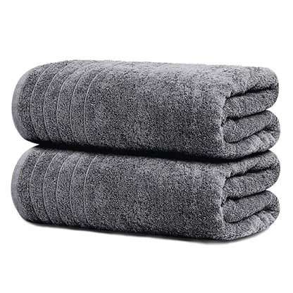 2 Piece Extra Large Bath Sheets 35 x 70 Inches, Dark Grey | 100% Cotton, Larger & Lighter Weight, Quicker to Dry, Super Soft & Absorbent, Oversized Bath Towels - color: Dark Grey