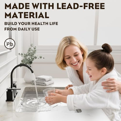 8 Inch Widespread Waterfall Matte Black Bathroom Faucet,3 Hole Vanity Faucet with Pop Up Drain and Water Supply Line, WF011-MB - color: Matte Black-8 IN