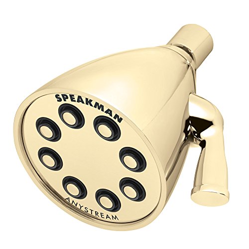Speakman S-2251-PB Signature Icon Anystream High Pressure Adjustable Solid Brass Shower Head, Polished Brass - color: Polished Brass, size: 2.5 GPM