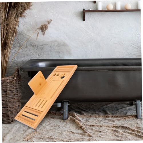 Cabilock Bathtub Tray Board Expandable Design Bath Tub Table for Bathroom Bamboo Spa Tray